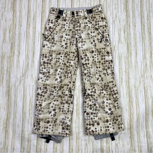 E408 Tan Brown Floral Turbine Snowboard Pants